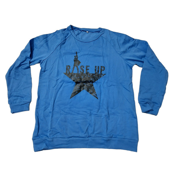 Hamilton Sweater Womens XL Rise Up Star Blue Pullover Crew Neck - Picture 2 of 4